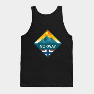 Mountains with Norwegian Flag, for Norway lovers, Norway Tank Top